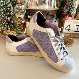 P448 Women's Purple Glitter Sneakers